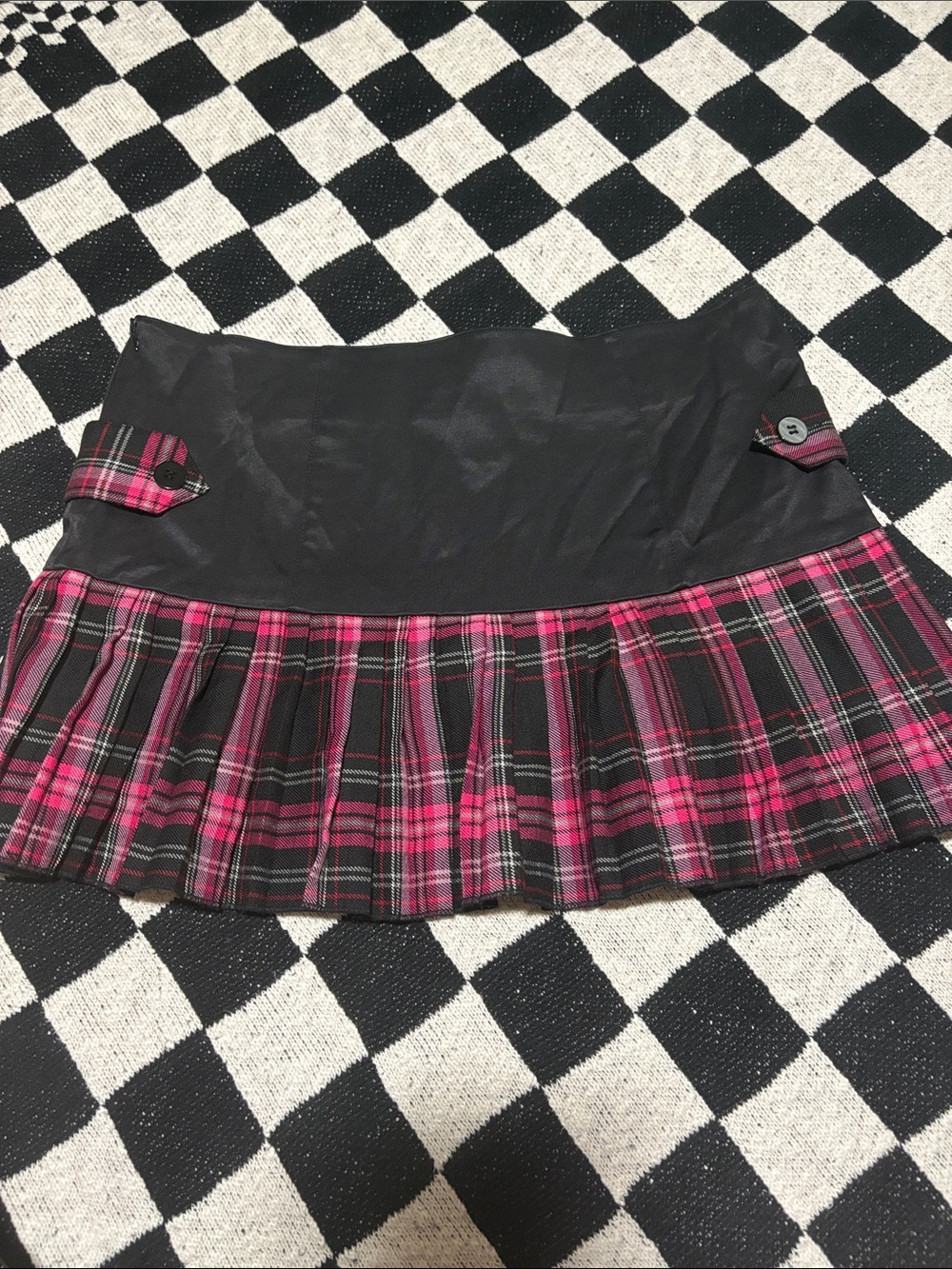Vintage Candie's Plaid Pleated Micro Mini Skirt - Picture 4 of 7